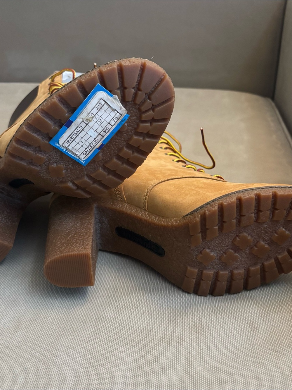 NWT Timberland Women's Tan Lace-Up Leather Heeled Ankle Boots - Picture 6 of 6